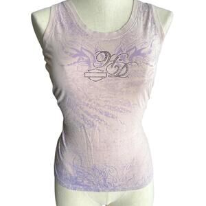 Y2K Rhinestone Harley Davidson Tank Made in USA Size Medium